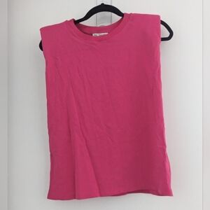 Zara hot pink shoulder pad shirt
